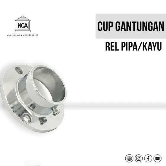 Cup gantungan rel pipa/kayu